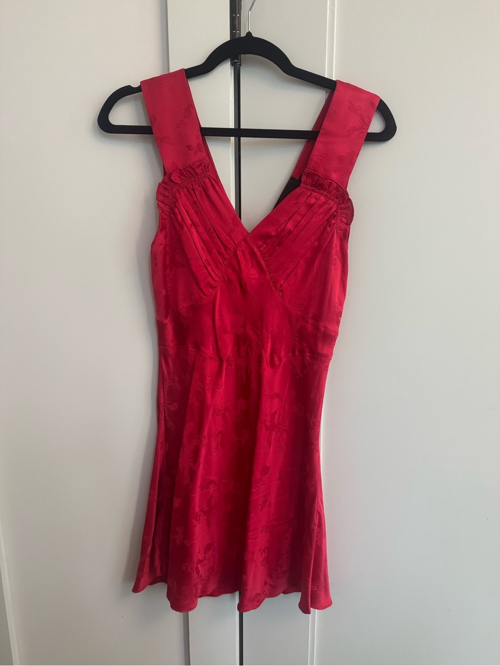 Realisation Par Red Satin V-Neck Camisole Dress